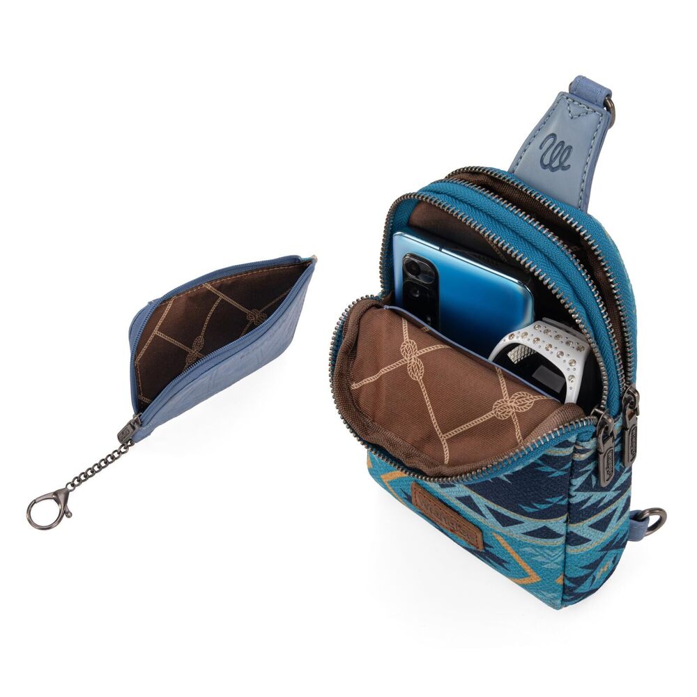 1703 Crossbody Bag with Card Wallet Aztec Sling Bag Purse Set WG2205-210WNY - Picture 4 of 6